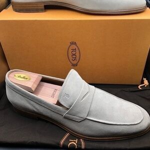 Tod’s Grey Suede Penny Loafer